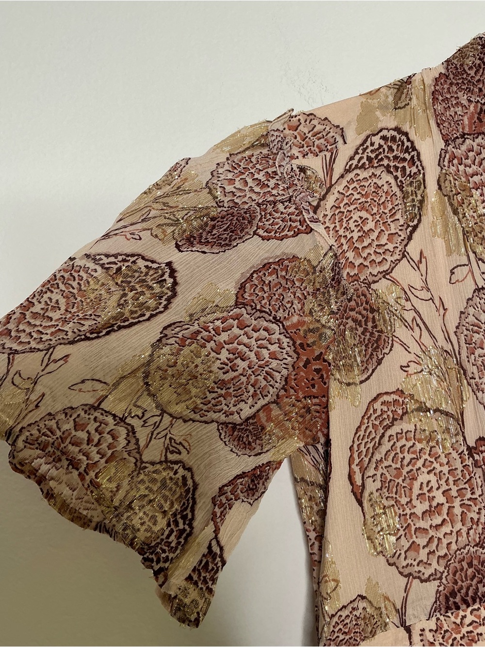 ba&sh Cream Maxi Dress with Brown Floral Print - Picture 7 of 16